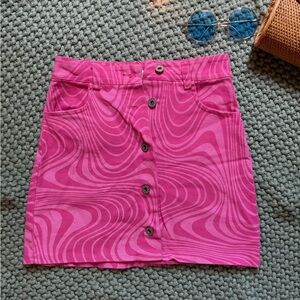 Denim mini pencil skirt